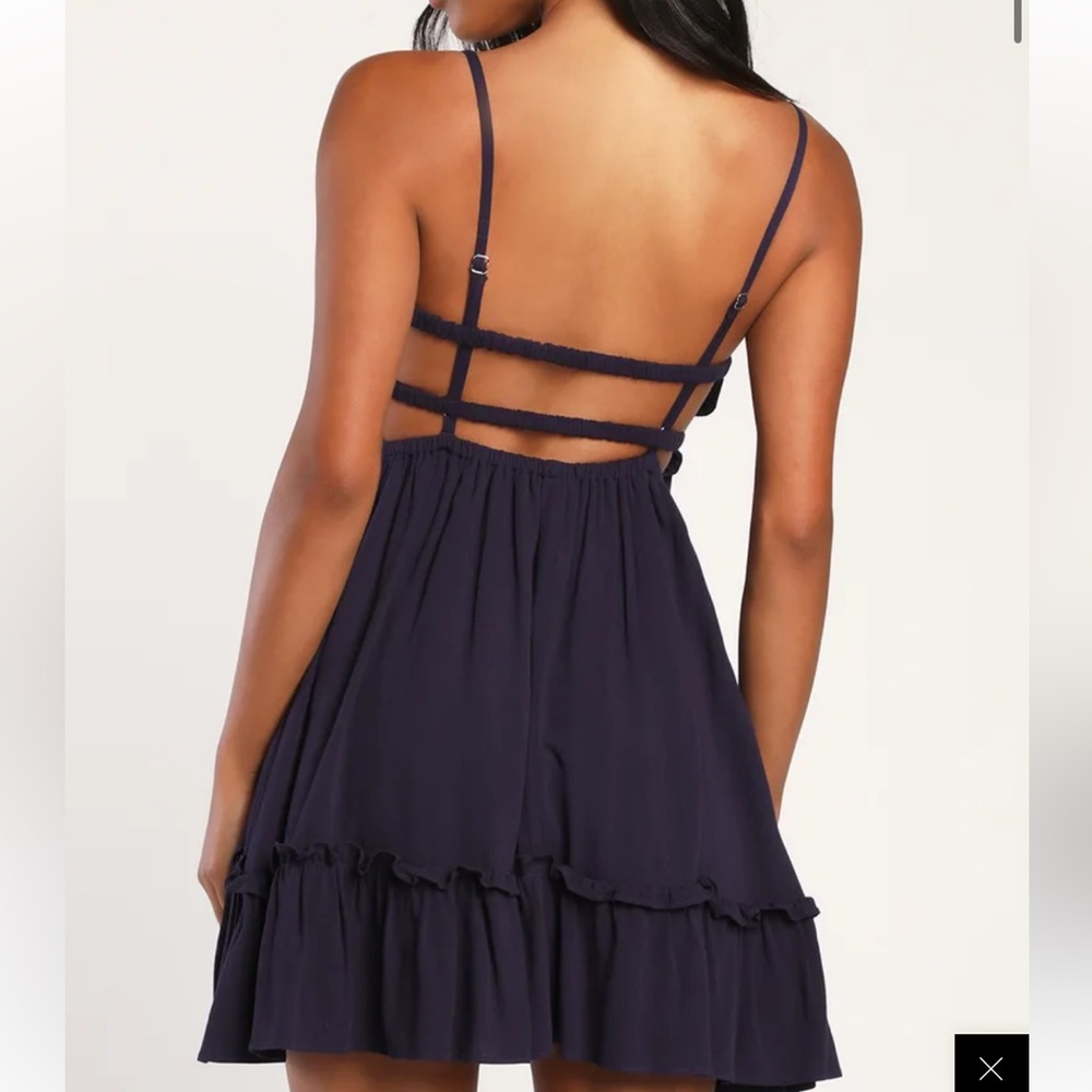 Everyday Elegance Navy Blue Strappy Backless Mini Dress